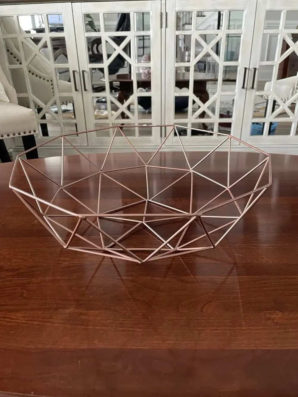 Modern Copper Geometric Metal Wire Basket